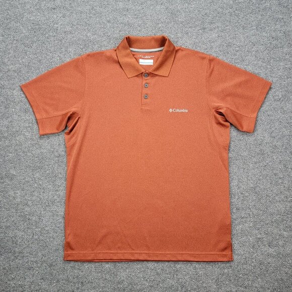 Columbia Omni Shade Polo Shirt Mens Medium Orange Sun Protection Outdoors Casual - Picture 1 of 9